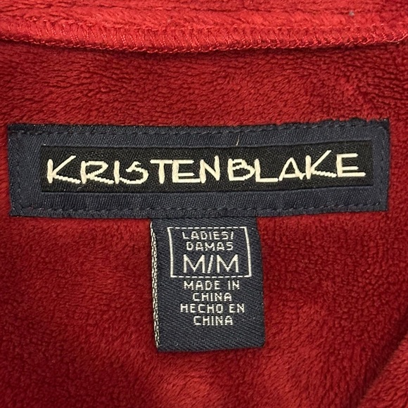 Kristen Blake Burgundy Full Zip Velour Fleece Jacket Size Medium Cinch Waist - Picture 3 of 8